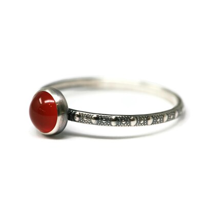 6mm Carnelian Skinny Beaded Band Ring - Antique Silver Finish by Salish Sea Inspirations - image3